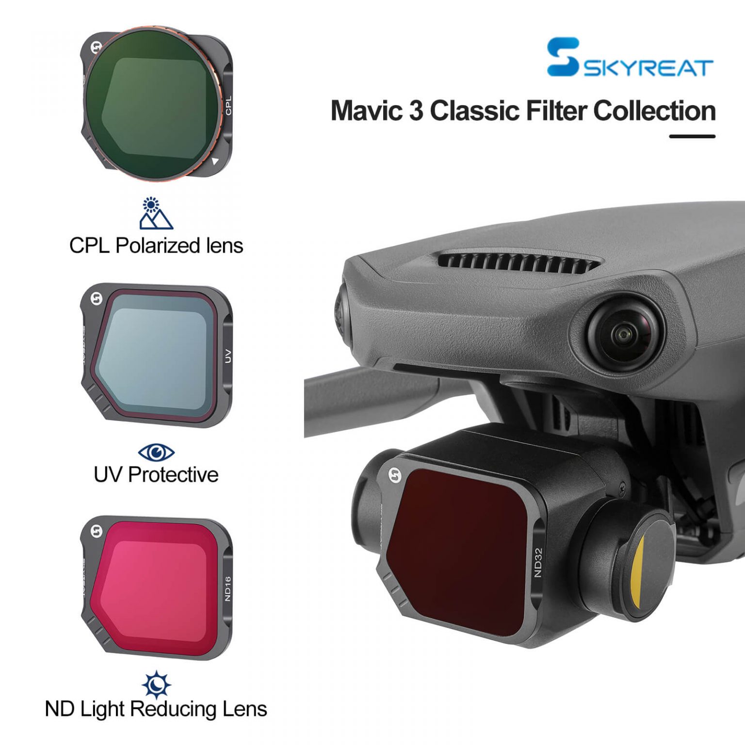 Skyreat Nd Filters Set Compatible With Dji Mavic Classic Drones